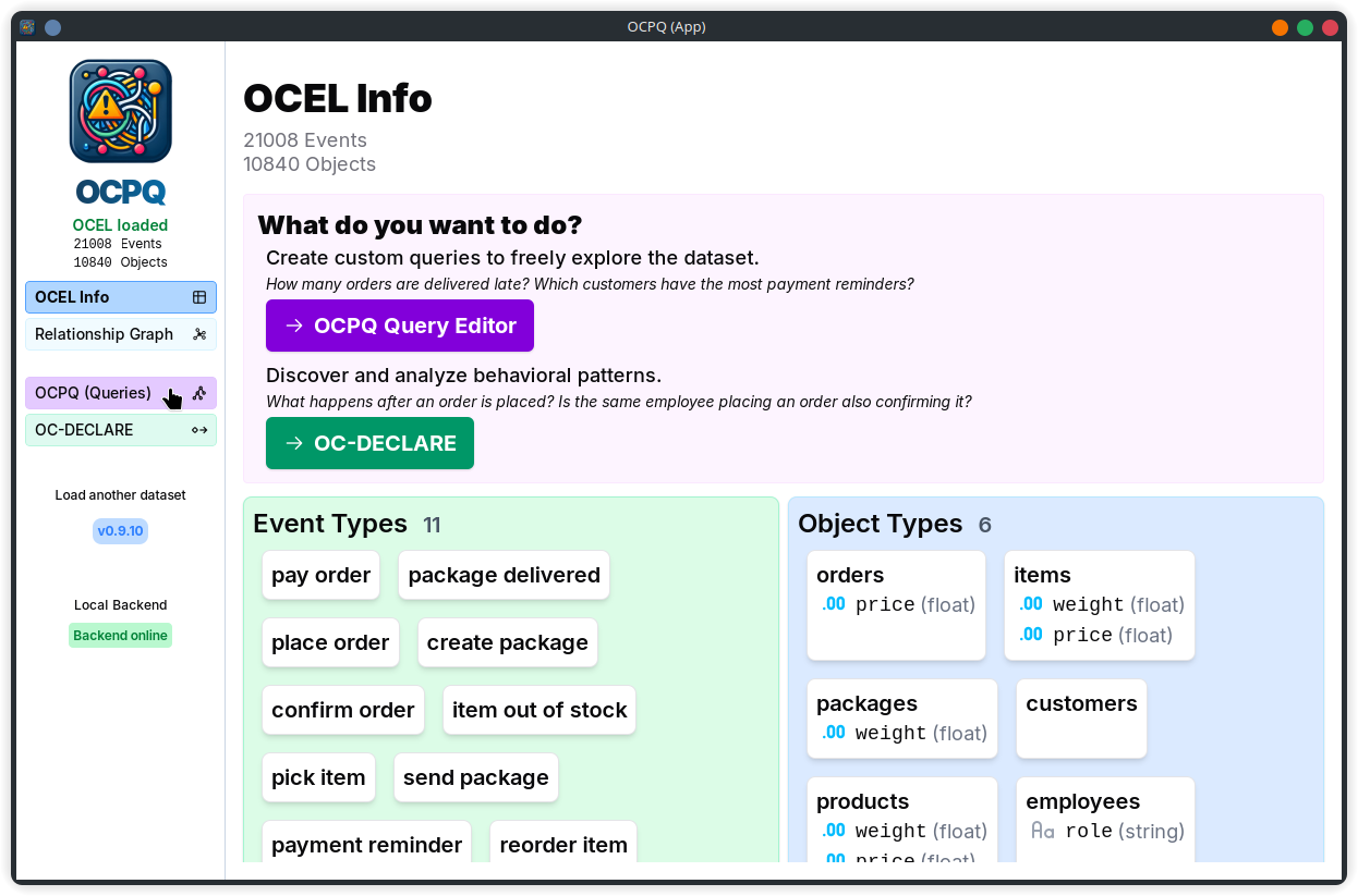 OCPQ after OCEL Import