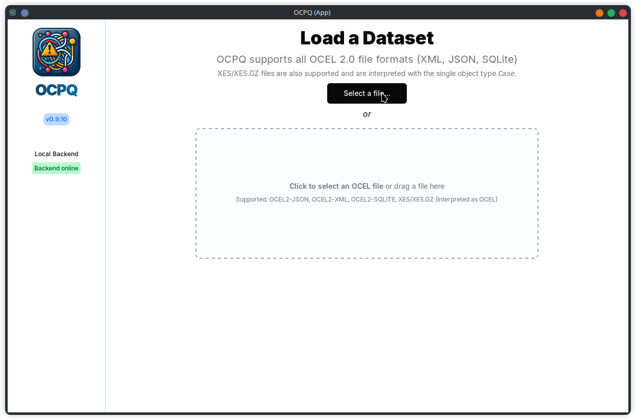 Initial OCEL import view