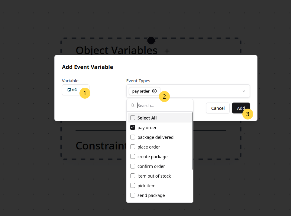 Adding an event variable